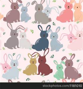 Cute bunny in colorful tone seamless pattern for kid product,fashion,fabric,textile,print or wallpaper,vector illustration