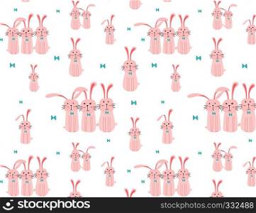 Cute bunny pattern background, Easter pattern for kids, Vector illustration.