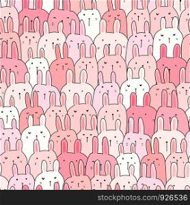 Cute bunny seamless pattern background. Vector illustration.