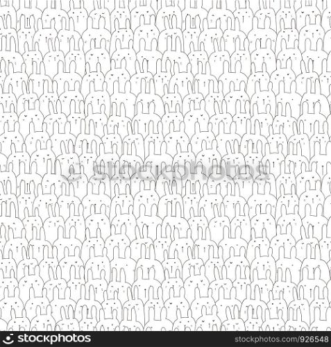 Cute bunny seamless pattern background. Vector illustration.
