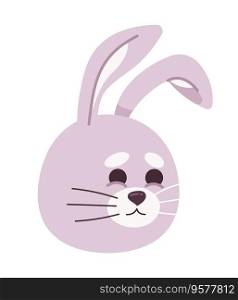 Cute bunny with relieved smile semi flat vector character head. Adorable rabbit animal, happy emotion. Editable cartoon avatar icon. Colorful spot illustration for web graphic design, animation. Cute bunny with relieved smile semi flat vector character head