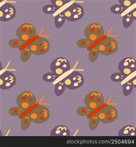 Cute butterfly seamless pattern. Doodle flying insect endless wallpaper. Naive art style. Simple design for fabric , textile print, wrapping, cover. vector illustration.. Cute butterfly seamless pattern. Doodle flying insect endless wallpaper. Naive art style.