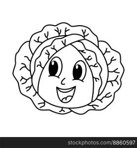 Cute cabbage cartoon coloring page illustration vector. For kids coloring book.