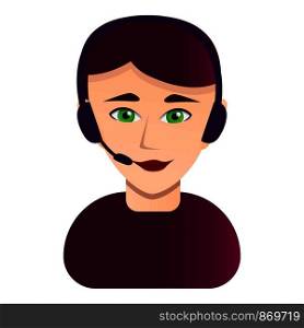 Cute call center woman icon. Cartoon of cute call center woman vector icon for web design isolated on white background. Cute call center woman icon, cartoon style