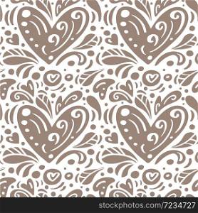 Cute calligraphy hearts seamless vector pattern with flourish swirl. Love Valentine poster background. Hand drawn different heart and floral elements. Wedding invitation.. Cute calligraphy hearts seamless vector pattern with flourish swirl. Love Valentine poster background. Hand drawn different heart and floral elements. Wedding invitation