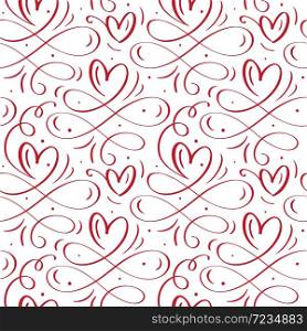 Cute calligraphy hearts seamless vector pattern with flourish swirl. Valentine poster background. Hand drawn different heart and floral elements. Wedding invitation.. Cute calligraphy hearts seamless vector pattern with flourish swirl. Valentine poster background. Hand drawn different heart and floral elements. Wedding invitation