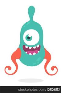 Cute cartoon alien monster with tantacles. Vector illustration. Funny cartoon monster character