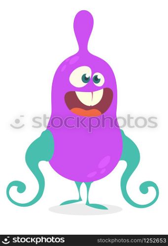 Cute cartoon alien monster with tantacles. Vector illustration. Funny cartoon monster character