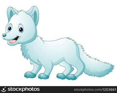 Cute cartoon arctic fox walking