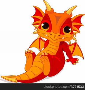 Cute cartoon baby dragon