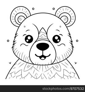 Cute cartoon bear. Black and white vector illustration for coloring book.