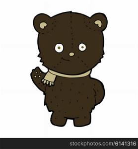 cute cartoon black bear waving
