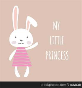 Cute cartoon bunny girl,my little princess card,vector illustration. Cute cartoon bunny girl,my little princess card