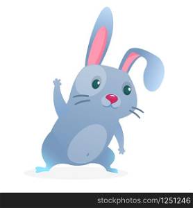 Cute cartoon bunny rabbit sitting. Farm animals. Vector illustration of a smiling bunny