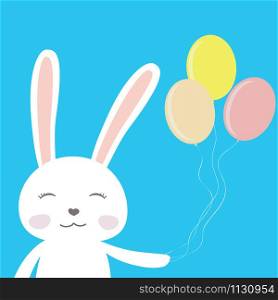 Cute cartoon bunny with balloons, vector illustration. Cute cartoon bunny with balloons