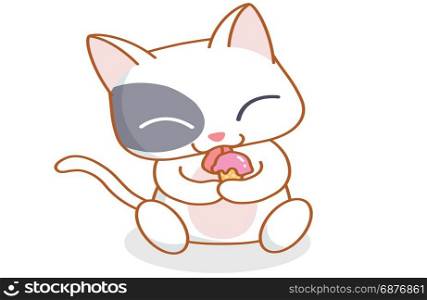 cute cartoon cat eating ice cream
