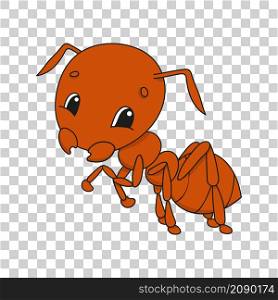 Cute cartoon character sticker. Animal theme. Colorful vector illustration. Isolated on transparent background. Design element. Cute cartoon character sticker ant. Animal theme. Colorful vector illustration. Isolated on transparent background. Design element