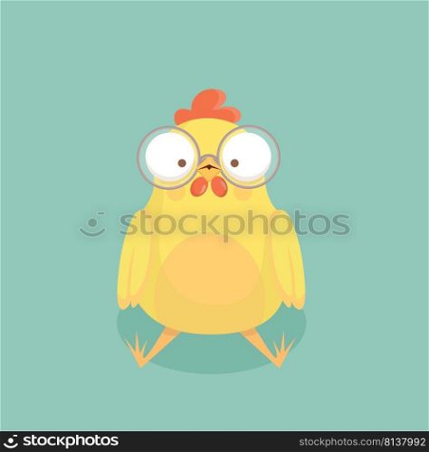 Cute cartoon chicken vector on pastel background. . Cute cartoon chicken vector 