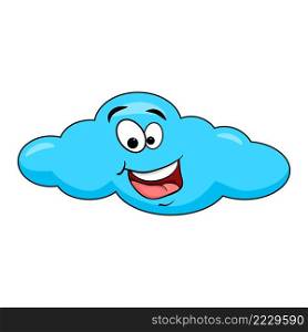 Cute cartoon cloud character with smile and eyes. Vector illustration isolated on white background.