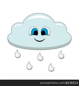 Cute cartoon Cloud with Rain. Draw illustration in color