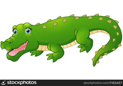 Cute cartoon crocodile isolated on white background