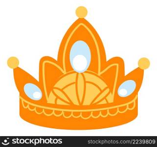 Cute cartoon crown. Golden royal majesty symbol isolated on white background. Cute cartoon crown. Golden royal majesty symbol