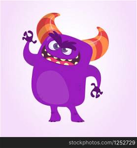 Cute cartoon devil with horns. Vector Halloween illustration. Children book illustration