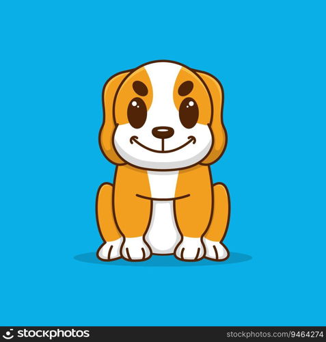 cute cartoon dog sitting vector illustration