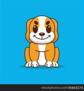 cute cartoon dog sitting vector illustration