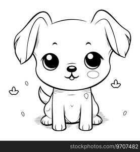 Cute cartoon dog. Vector illustration for coloring book for children.