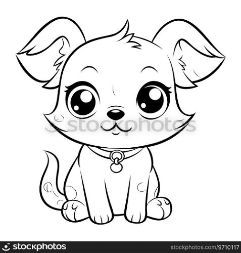 Cute cartoon dog. Vector illustration for coloring book or page.