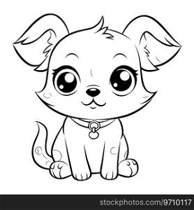 Cute cartoon dog. Vector illustration for coloring book or page.