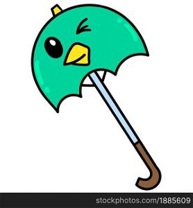 cute cartoon faced rain umbrella, doodle icon image. cartoon caharacter cute doodle draw