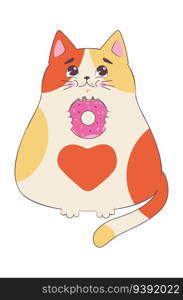 Cute cartoon fat and lazy cat illustration.
