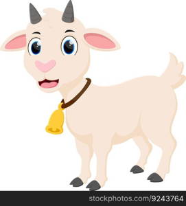 Cute cartoon goat isolated on white background	