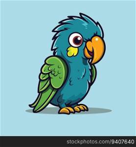 Cute cartoon green parrot vector illustration