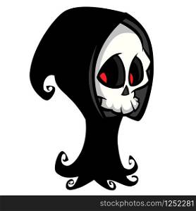 Cute cartoon grim reaper. Halloween death character illustration