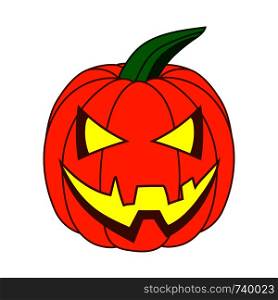 Cute Cartoon Halloween Pumpkin with funny face, isolated on white background for your Design, Game, Card. Jack-O-Lantern. Vector Illustration.