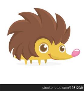 Cute cartoon hedgehog character. Isolated on white background. Vector illustration flat design