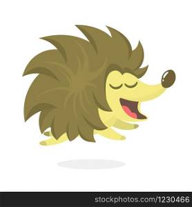 Cute cartoon hedgehog character. Wild forest animal collection. Baby education. Isolated on white background. Vector illustration