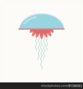 Cute cartoon jellyfish character. 