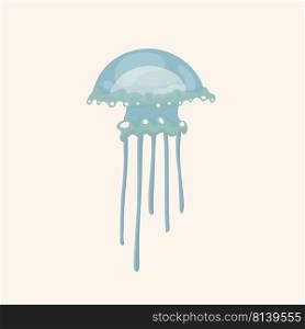 Cute cartoon jellyfish character on pastel background. . Cute cartoon jellyfish character 