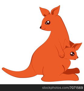 Cute cartoon kangaroo, abstract animal design illustration.