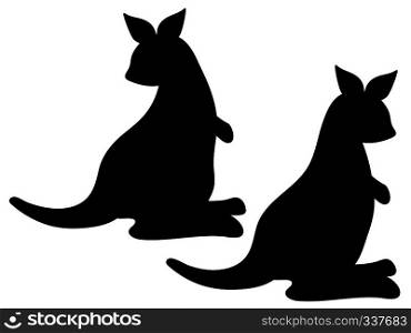 Cute cartoon kangaroo silhouette, abstract animal design illustration.