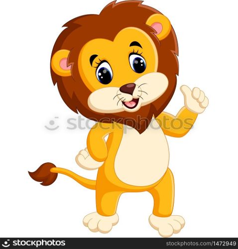 Cute cartoon lion giving thumb up
