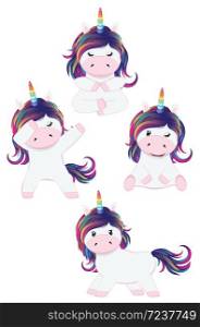 Cute cartoon little unicorn, fantasy animal illustration.