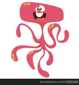 Cute cartoon monster alien or octopus. Vector illustration