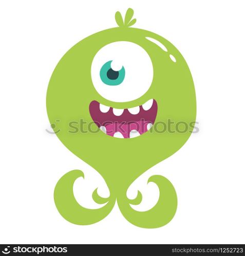 Cute cartoon monster alien or octopus. Vector illustration of green monster for Halloween