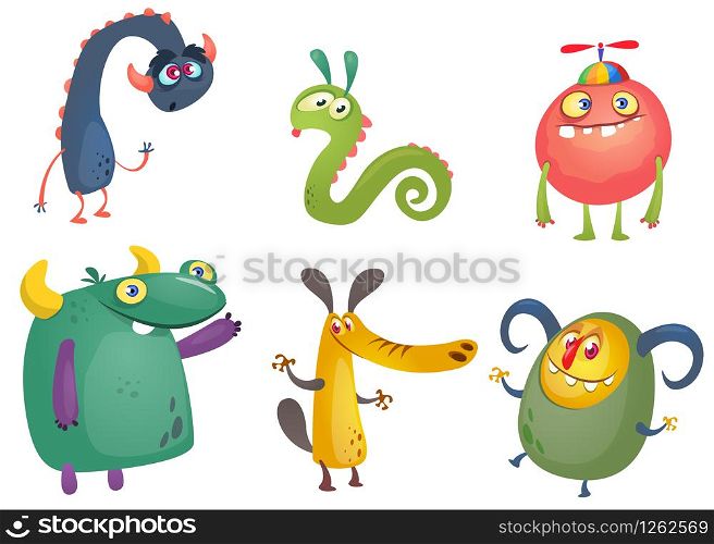 Cute cartoon Monsters. Vector set of cartoon monsters. Halloween characters