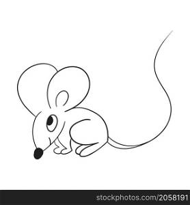 Cute cartoon mouse isolated icon on white background. Vector illustration.